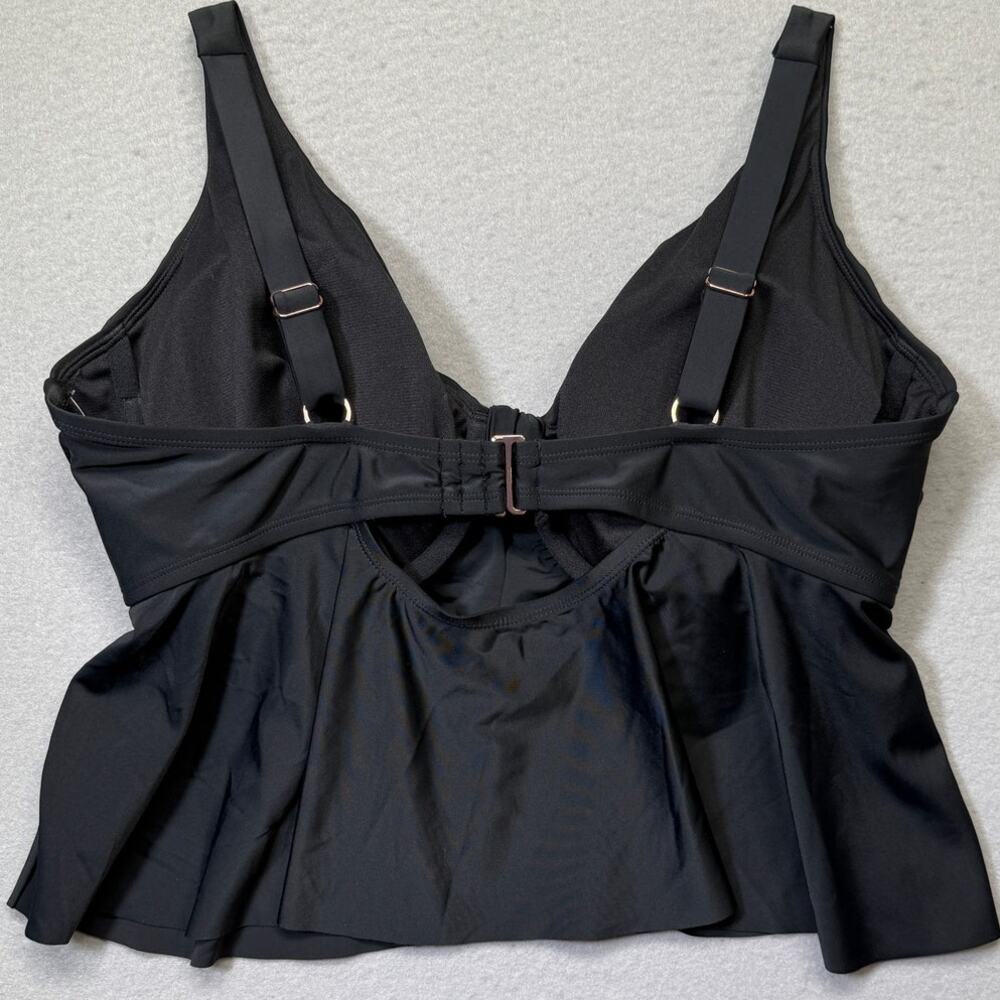 Raisins Curve Trendy Plus Topanga Ruffle-Trim Bikini Top black 18W $58 - Picture 2 of 11